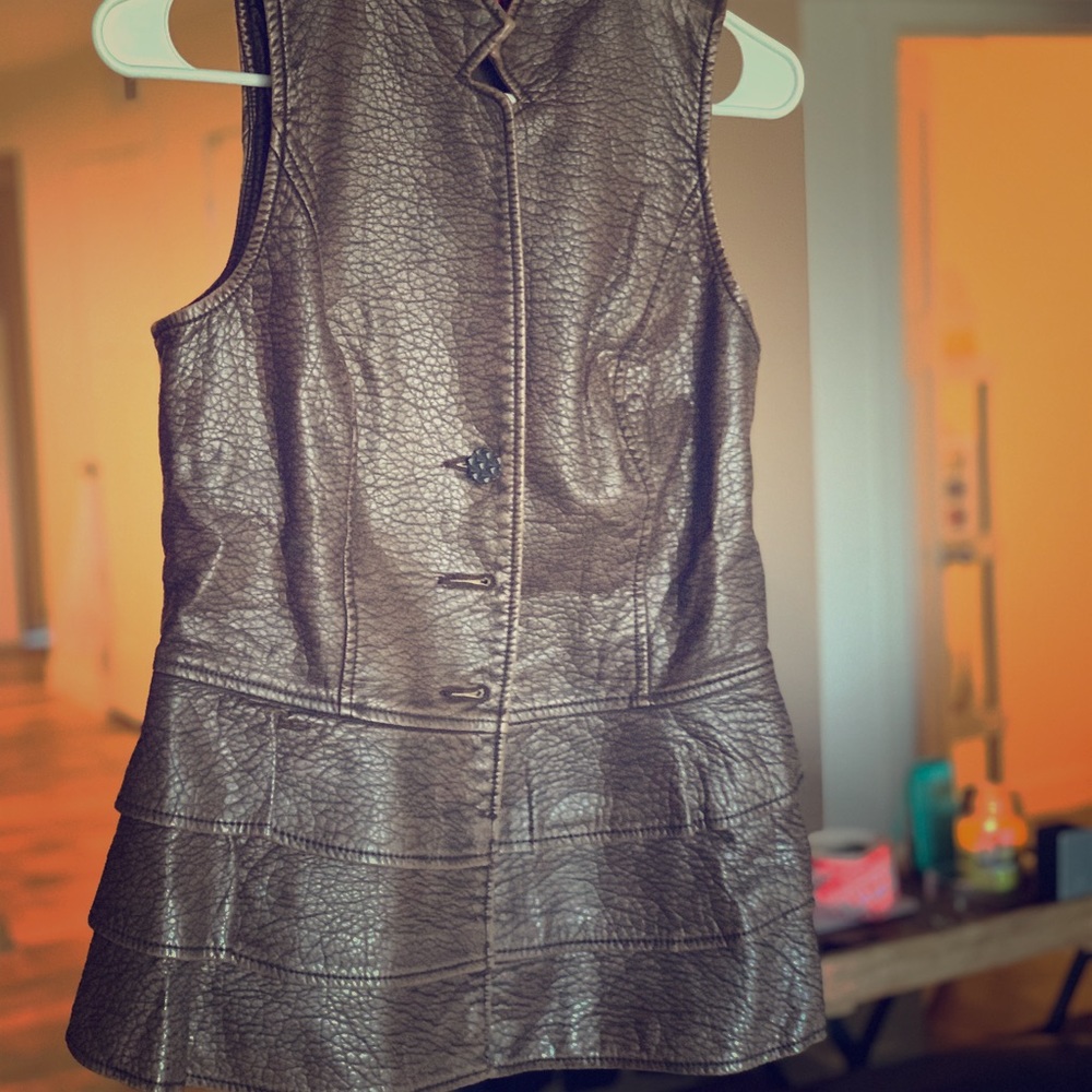 Leather-like Vest with ruffle by V Christina.